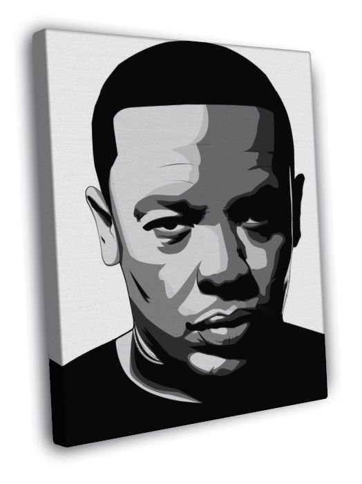 Dr. Dre Amazing BW Portrait Art Gangsta Rap Music  20x16 inch FRAMED CANVAS WALL PRINT