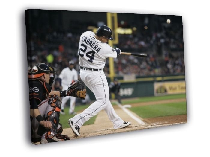 Jose Miguel Cabrera Torres Baseball Sport WALL  20x16 inch FRAMED CANVAS PRINT