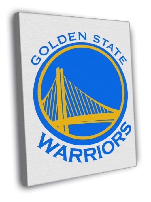 Golden State Warriors Logo Basketball Art  20x16 inch FRAMED CANVAS WALL PRINT