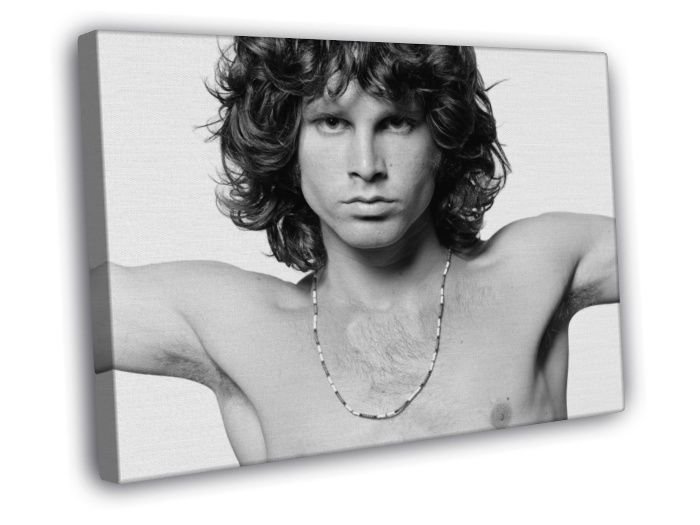 The Doors Awesome BW Shirtless Jim Morrison Rock Band  20x16 inch FRAMED CANVAS WALL PRINT