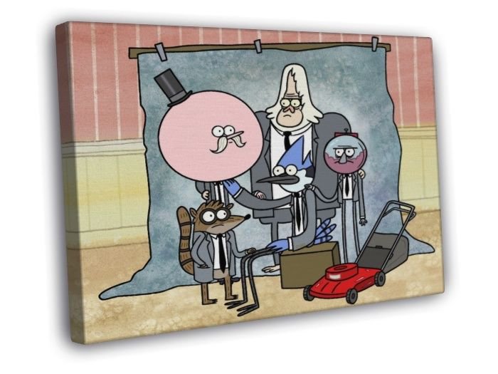 The Regular Show Characters Cool Funny Cartoon TV Art WALL  20x16 inch FRAMED CANVAS PRINT