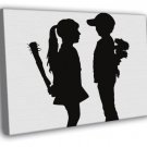 Banksy Boy and Girl Cool Graffiti Street Art  20x16 inch FRAMED CANVAS WALL PRINT