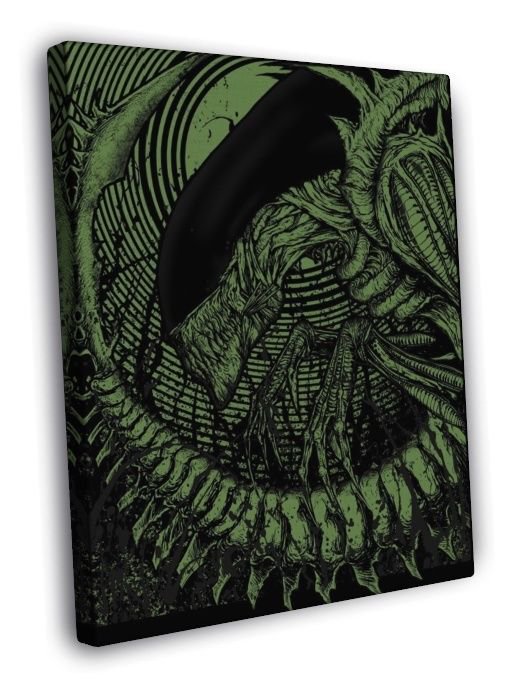 Alien Movie Green Black Artwork Aliens Art  20x16 inch FRAMED CANVAS WALL PRINT