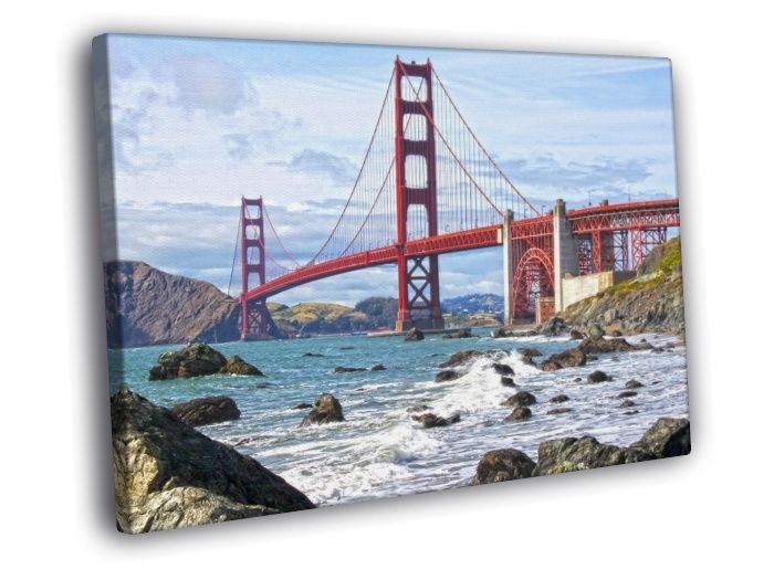 Golden Gate Bridge San Francisco Bay USA WALL  20x16 inch FRAMED CANVAS PRINT