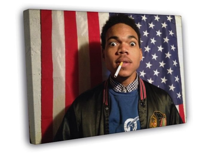 Chance The Rapper Flag Rap Hip-Hop Music  20x16 inch FRAMED CANVAS WALL PRINT