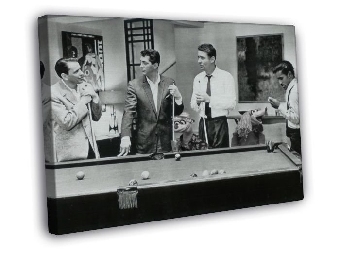 Rat Pack Petro BW Art WALL  20x16 inch FRAMED CANVAS PRINT
