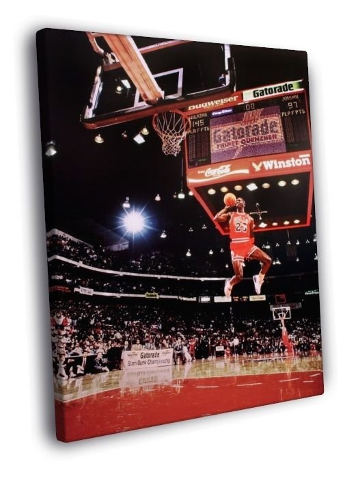 Michael Jordan Free-Throw Line Chicago Bulls WALL  20x16 inch FRAMED CANVAS PRINT