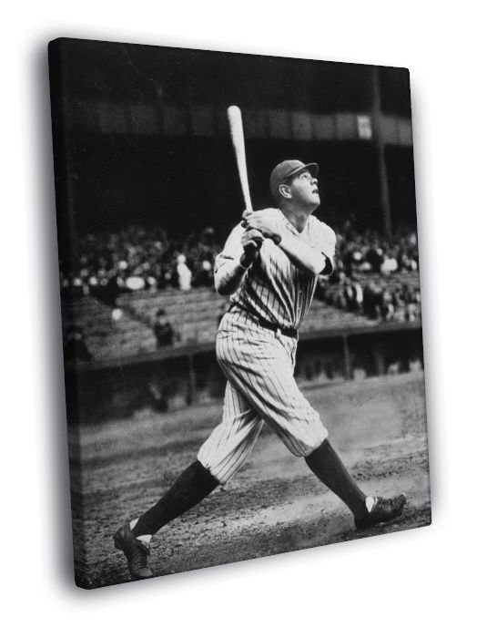 Babe Ruth New York Yankees Classic Retro WALL  20x16 inch FRAMED CANVAS PRINT