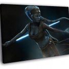 Aayla Secura Jedi Master Lightsaber Star Wars WALL  20x16 inch FRAMED CANVAS PRINT
