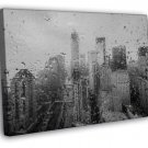 Amazing Raindrops Window New York City Rain BW  20x16 inch FRAMED CANVAS WALL PRINT