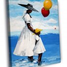 African American Painting Art WALL  20x16 inch FRAMED CANVAS PRINT