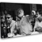 Ernest Hemingway Writer Table Drink BW WALL  20x16 inch FRAMED CANVAS PRINT
