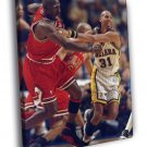 Reggie Miller vs Michael Jordan 1998 Pacers WALL  20x16 inch FRAMED CANVAS PRINT