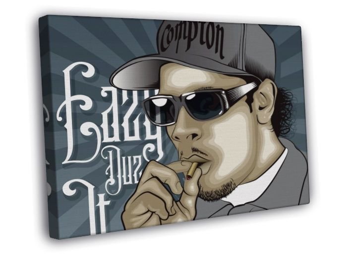Eazy-E Compton Gangsta Art NWA Rapper Hip-Hop Rap WALL  20x16 inch FRAMED CANVAS PRINT