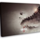 Godzilla Helicopters Awesome 2014 Movie  20x16 inch FRAMED CANVAS WALL PRINT