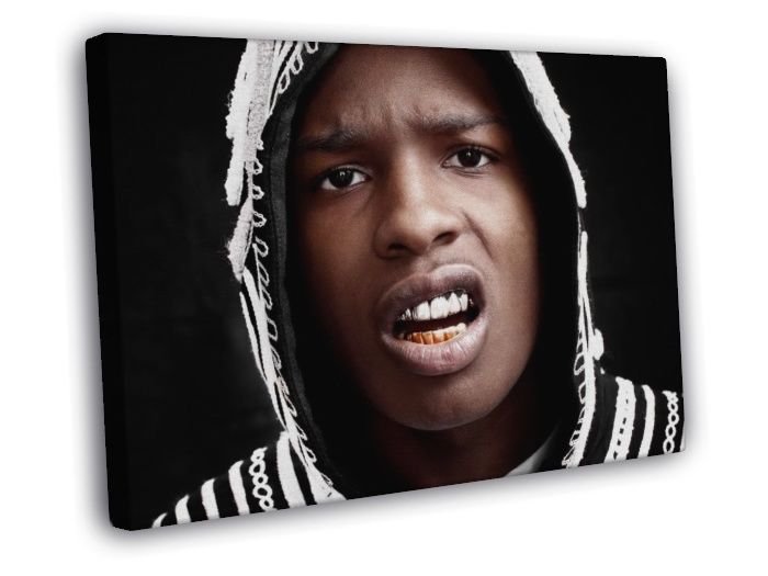 A$AP ASAP Rocky Portrait Teeth Rap Hip-Hop Rapper  20x16 inch FRAMED CANVAS WALL PRINT