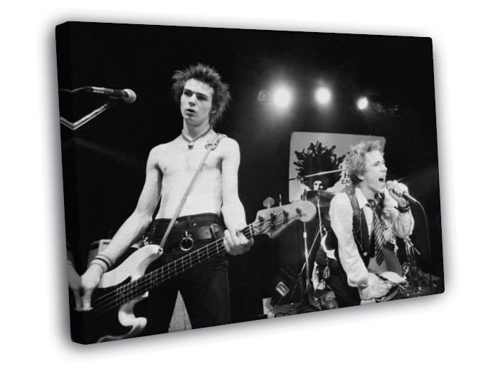 Sex Pistols Sid Vicious John Lydon Stage Punk Rock  20x16 inch FRAMED CANVAS WALL PRINT