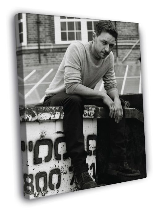 James McAvoy BW Handsome Charming Actor Look WALL  20x16 inch FRAMED CANVAS PRINT