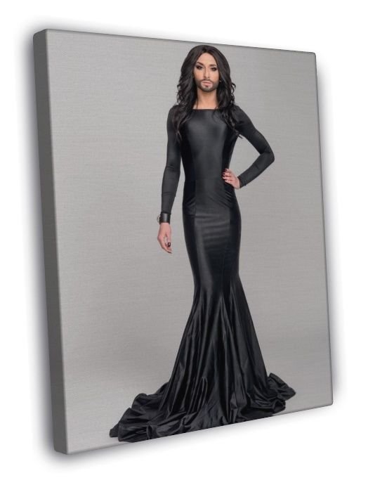 Conchita Wurst Hot Dress Singer Music WALL  20x16 inch FRAMED CANVAS PRINT