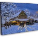 County Auction Winter Landscape Painting Art  20x16 inch FRAMED CANVAS WALL PRINT