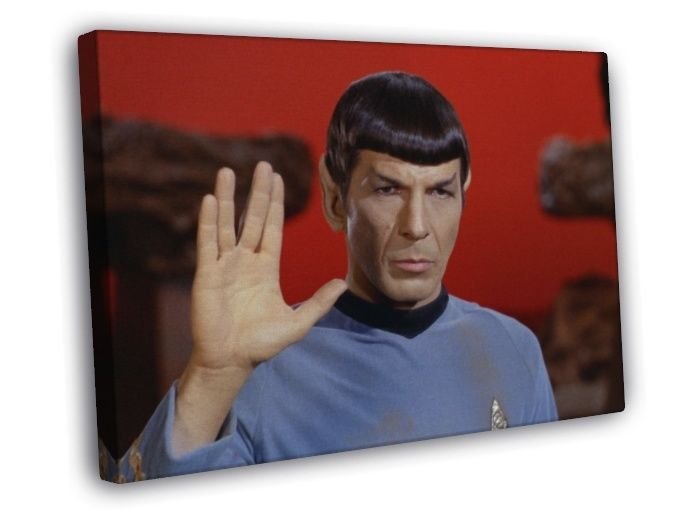 Leonard Nimoy Mr. Spock Hand Sign Star Trek  20x16 inch FRAMED CANVAS WALL PRINT