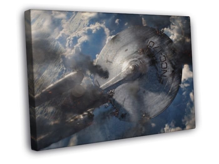 Star Trek Into Darkness NCC-1701 Crash Earth  20x16 inch FRAMED CANVAS WALL PRINT