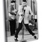 Elvis Presley Rock and Roll Microphone Retro BW  20x16 inch FRAMED CANVAS WALL PRINT