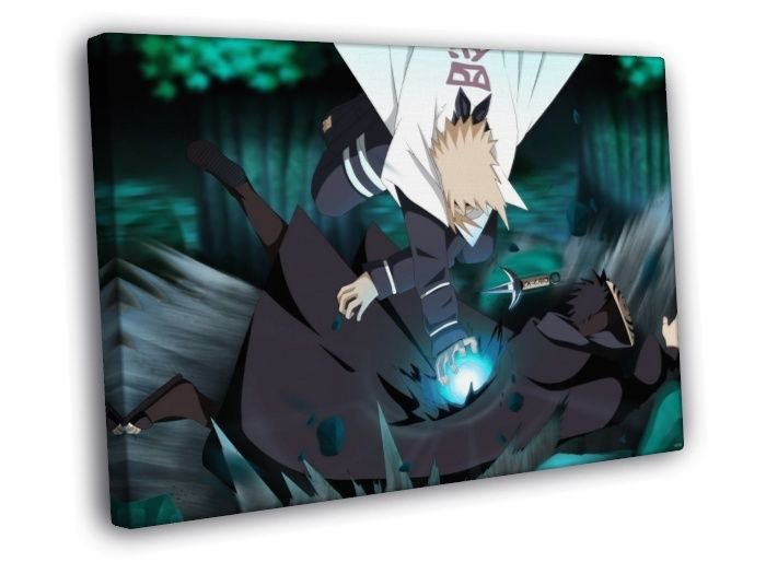 Naruto Minato Namikaze Obito Uchiha Anime Art  20x16 inch FRAMED CANVAS WALL PRINT