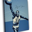 Michael Jordan North Carolina Retro Basketball  20x16 inch FRAMED CANVAS WALL PRINT