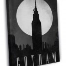 Gotham City Skyline Dark Knight Night Moon Art WALL  20x16 inch FRAMED CANVAS PRINT