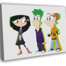 Phineas and Ferb Characters Cool Cartoon Art  20x16 inch FRAMED CANVAS WALL PRINT
