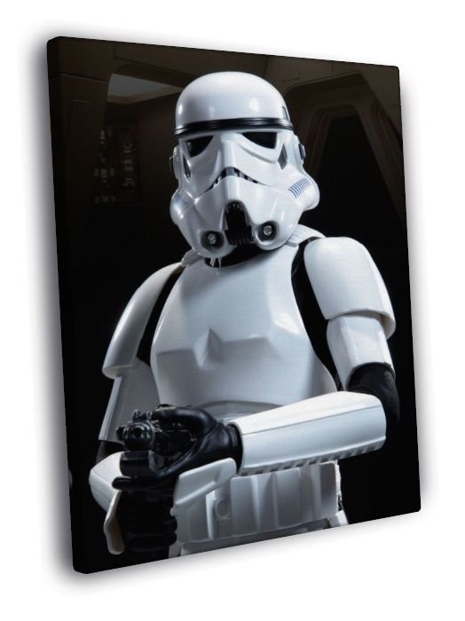 Stormtrooper Soldier Weapon Star Wars Art Wall 20x16 Inch Framed Canvas Print 