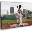 Andrew McCutchen Pittsburgh Pirates Baseball Art  20x16 inch FRAMED CANVAS WALL PRINT