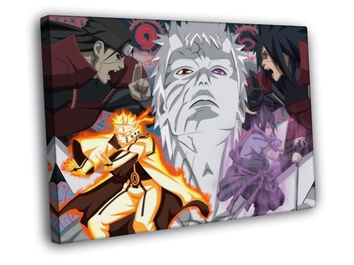 Madara Uchiha Obito Naruto Characters Anime  20x16 inch FRAMED CANVAS WALL PRINT