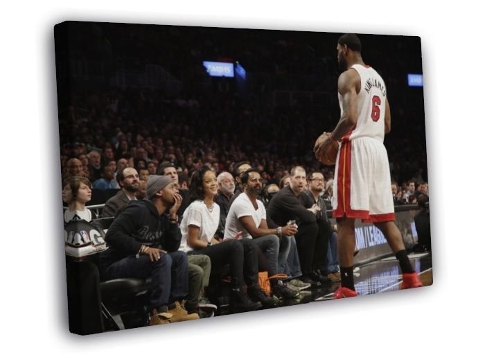 King James Jersey Lebron Rihanna Miami Heat  20x16 inch FRAMED CANVAS WALL PRINT