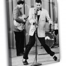 Elvis Presley Rock and Roll Microphone Retro BW  20x16 inch FRAMED CANVAS WALL PRINT