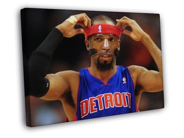 Richard Hamilton Rip Mask Detroit Pistons Basketball  20x16 inch FRAMED CANVAS WALL PRINT