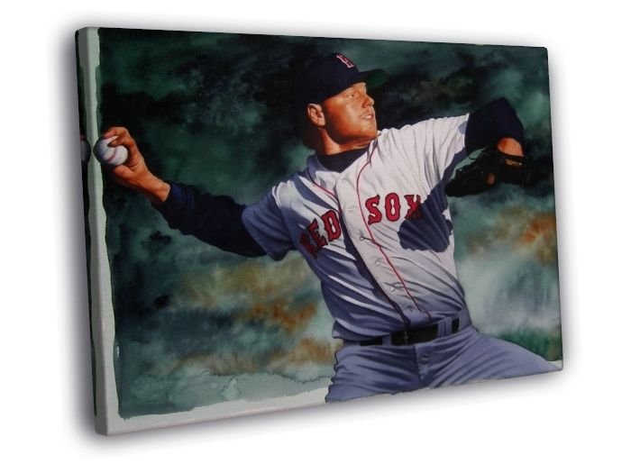 Roger Clemens Boston Red Sox Painting Baseball  20x16 inch FRAMED CANVAS WALL PRINT