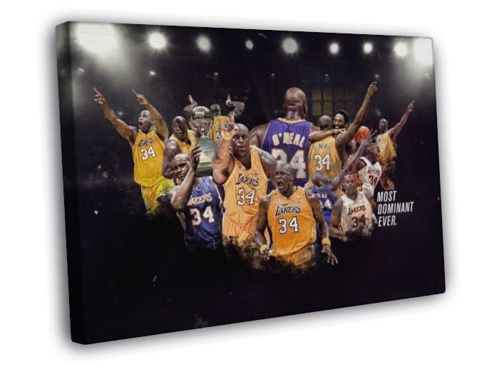 Shaquille O'Neal Awesome Los Angeles Lakers Basketball WALL  20x16 inch FRAMED CANVAS PRINT