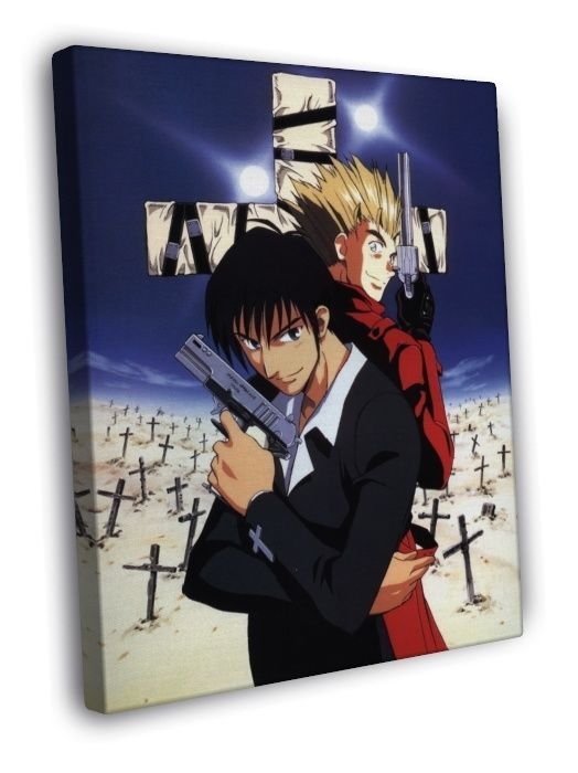 Trigun Nicholas D Wolfwood Vash The Stampede Anime Art  20x16 inch FRAMED CANVAS WALL PRINT