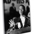 Malcolm X Portrait Vintage Retro BW WALL  20x16 inch FRAMED CANVAS PRINT