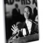 Malcolm X Portrait Vintage Retro BW WALL  20x16 inch FRAMED CANVAS PRINT