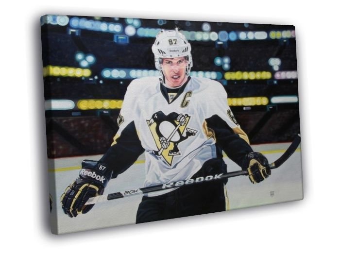 Sidney Crosby Pittsburgh Penguins Art Hockey  20x16 inch FRAMED CANVAS WALL PRINT