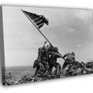 Raising the Flag on Iwo Jima US Army Troops Soldiers WALL  20x16 inch FRAMED CANVAS PRINT