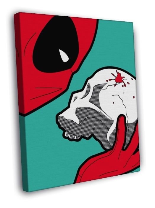 Deadpool Skull Blood Cool Art  20x16 inch FRAMED CANVAS WALL PRINT