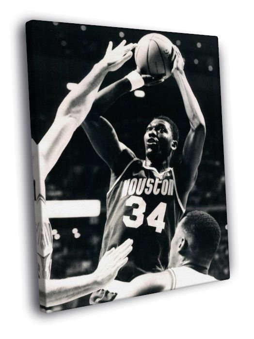 Hakeem Olajuwon Houston Rockets Retro Vintage  20x16 inch FRAMED CANVAS WALL PRINT