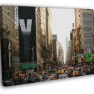 Manhattan New York City Street Cars Traffic  20x16 inch FRAMED CANVAS WALL PRINT