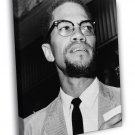 Malcolm X Human Rights Activist BW Portrait WALL  20x16 inch FRAMED CANVAS PRINT