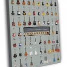 A Visual Compendium Of Guitars Music Art WALL  20x16 inch FRAMED CANVAS PRINT