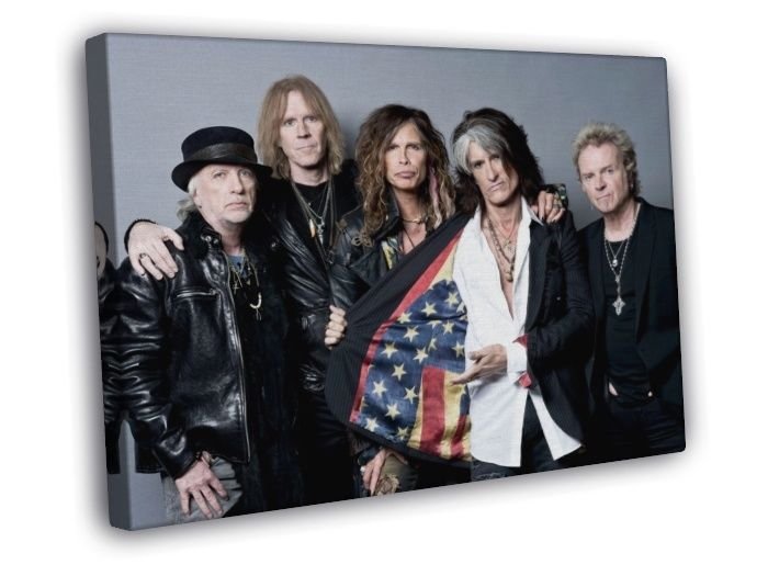 Aerosmith Steven Tyler Awesome USA Flag Retro Band  20x16 inch FRAMED CANVAS WALL PRINT
